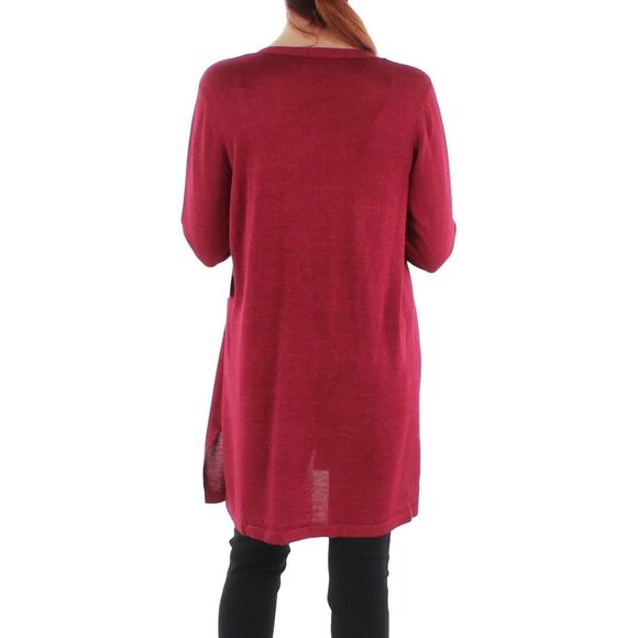 Sam and Jess Womens Cardigan Sweater Shine Open Front Long Sleeve Red Size Small - Picture 2 of 3